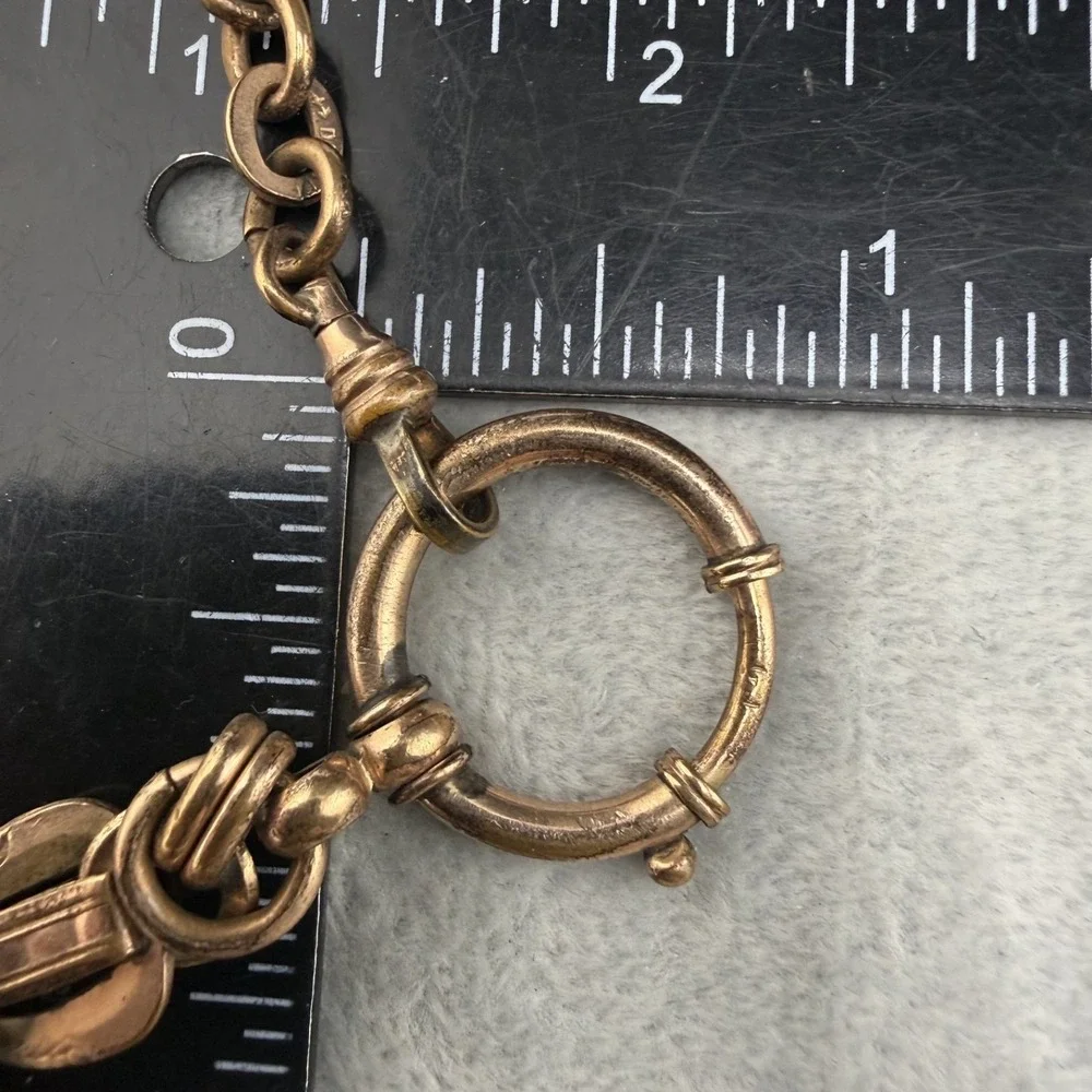 Antique KJ‎ Kolmar Jourdan  Pocket Watch Chain Double Fancy Bar Filigree 9.5
